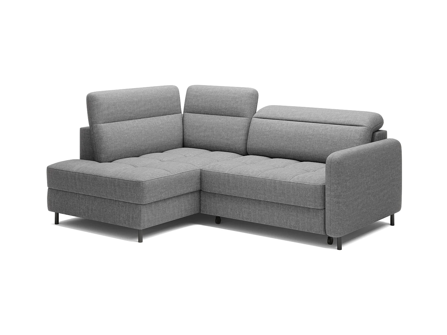 Kleine omvormbare stoffen hoekbank met opbergruimte BOREA 208 cm-Kleur Grijs-linkerhoek
