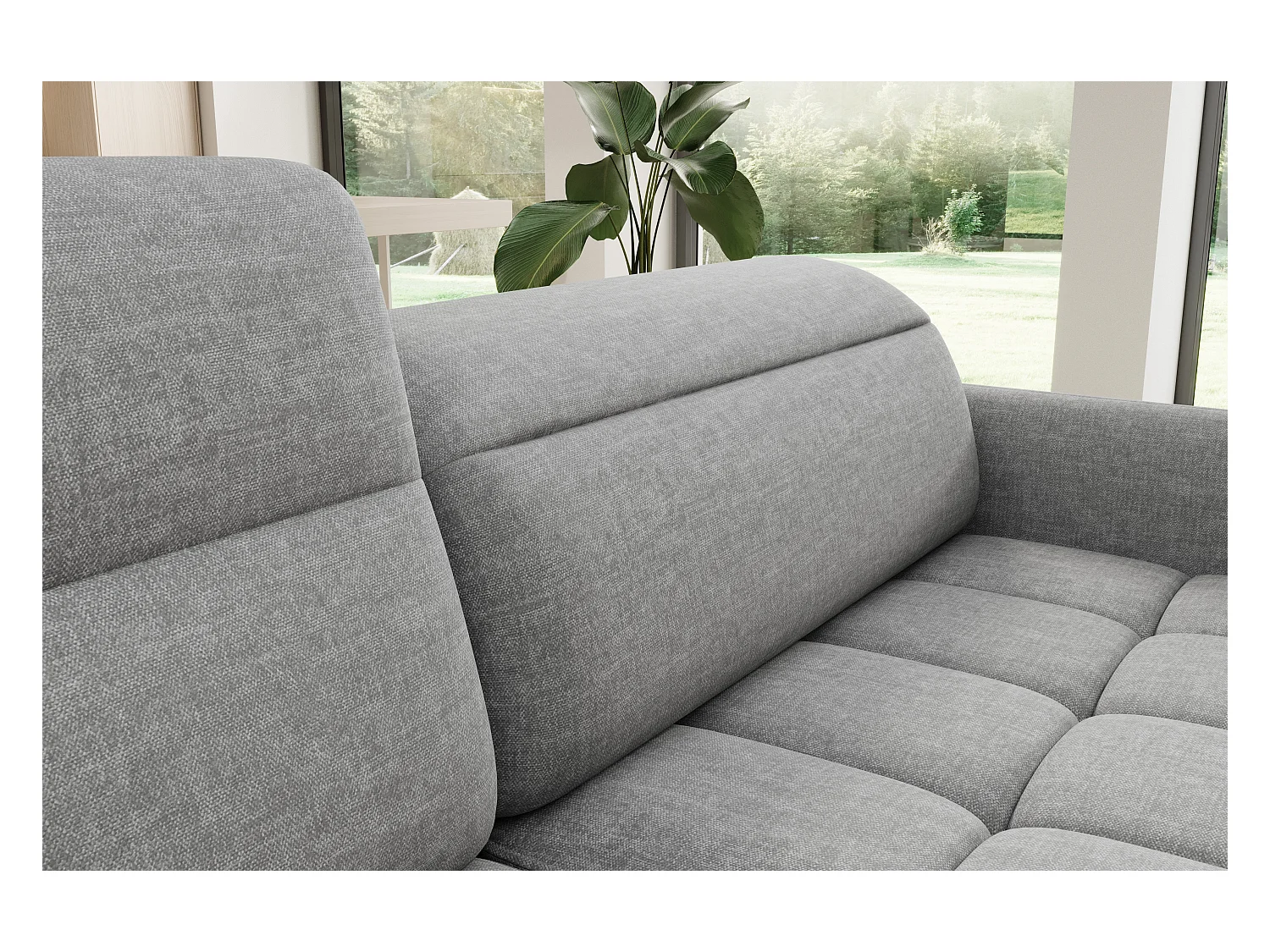 Kleine omvormbare stoffen hoekbank met opbergruimte BOREA 208 cm-Kleur Grijs-linkerhoek