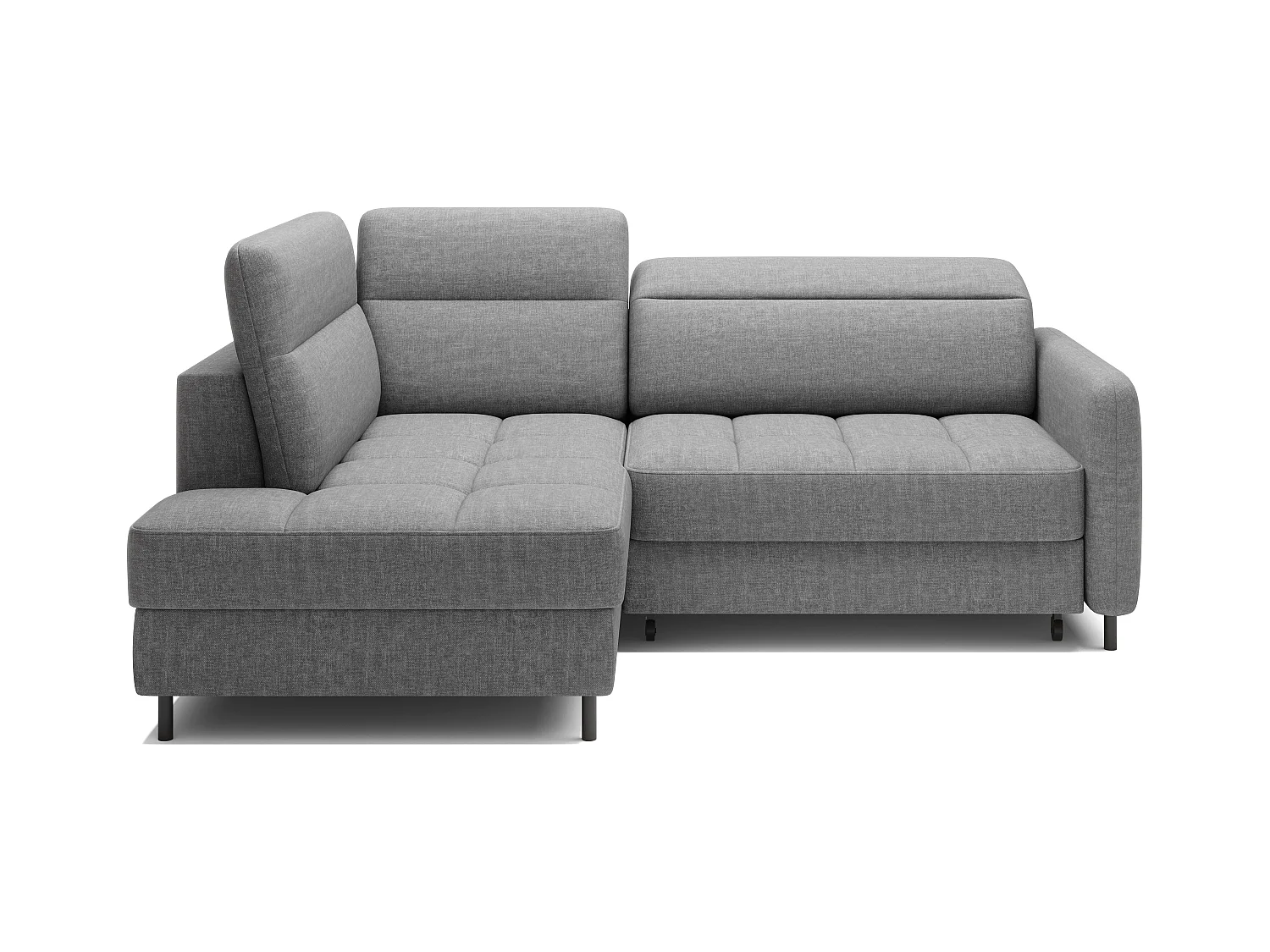 Petit canapé d'angle en tissu convertible avec coffre BOREA 208cm-Gris-angle gauche