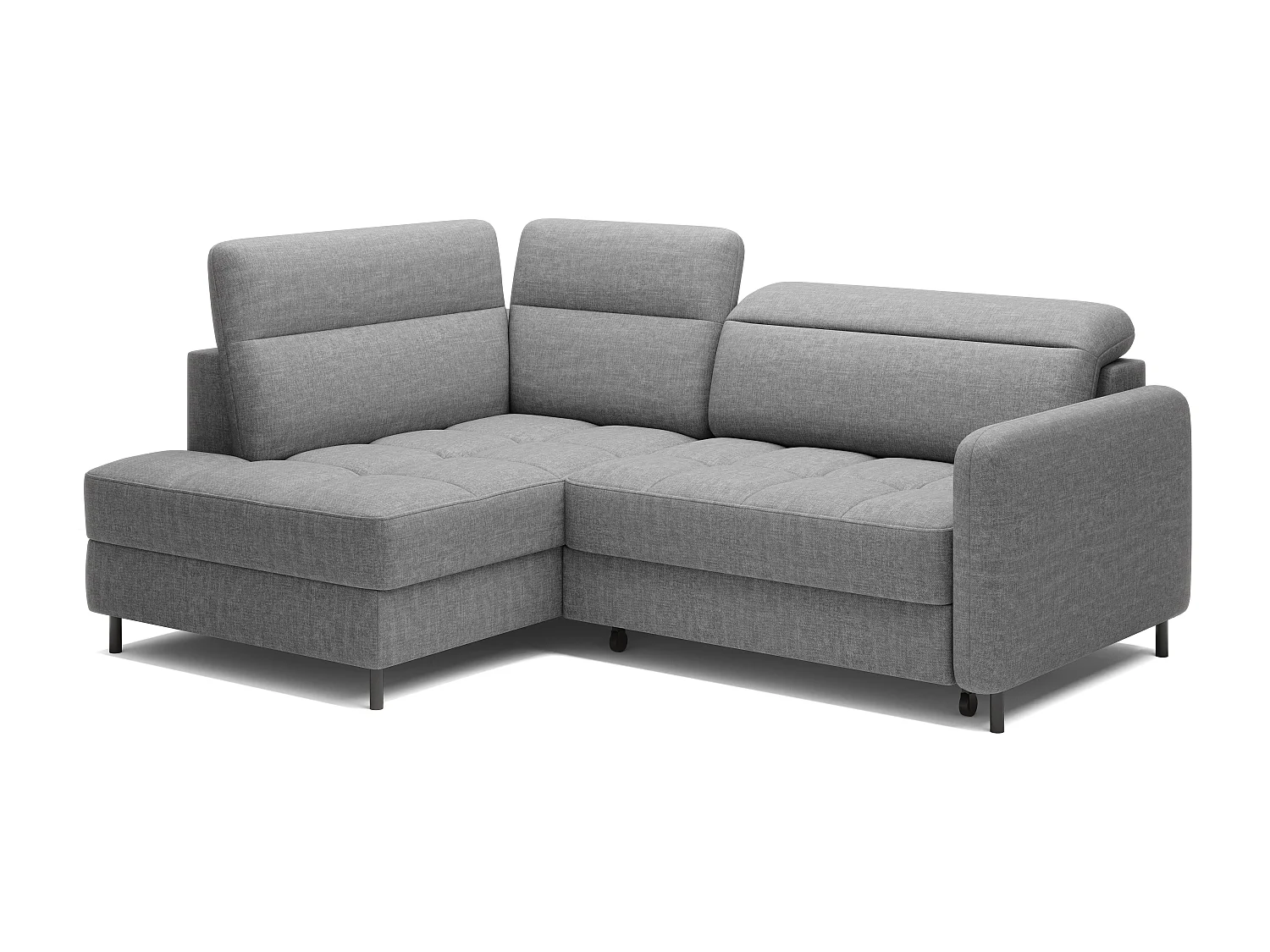 Petit canapé d'angle en tissu convertible avec coffre BOREA 208cm-Gris-angle gauche