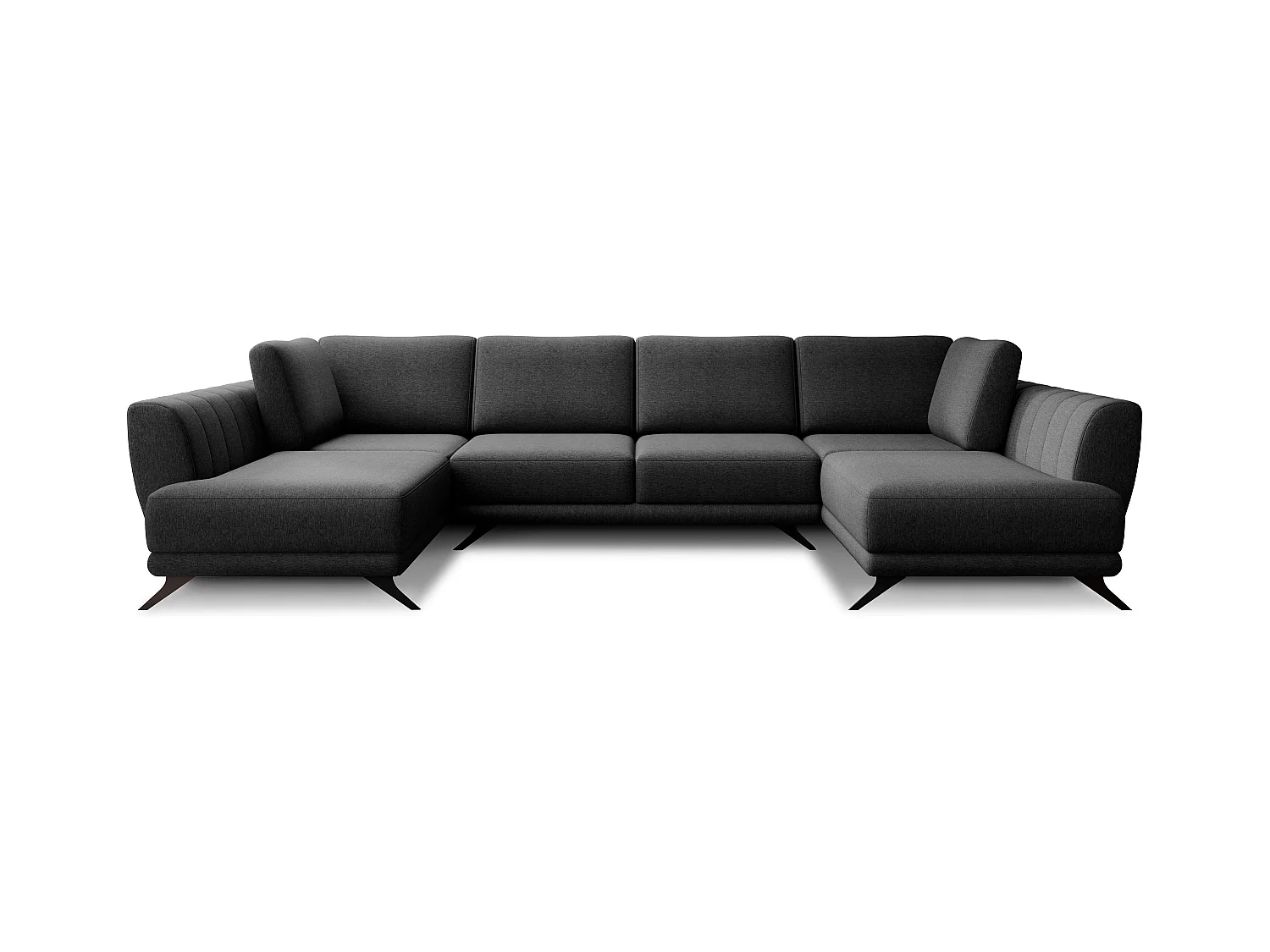 Canapé panoramique LARGOS – Tissu-Noir chiné