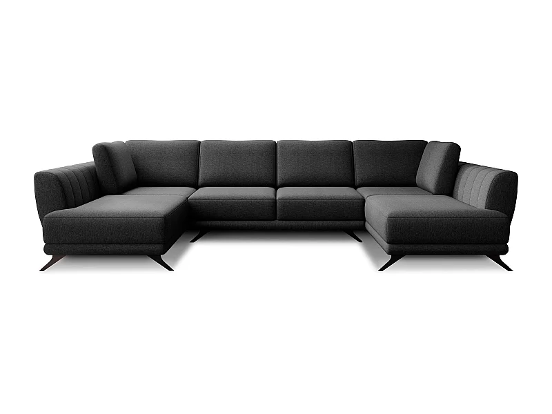 Canapé panoramique LARGOS – Tissu-Noir chiné