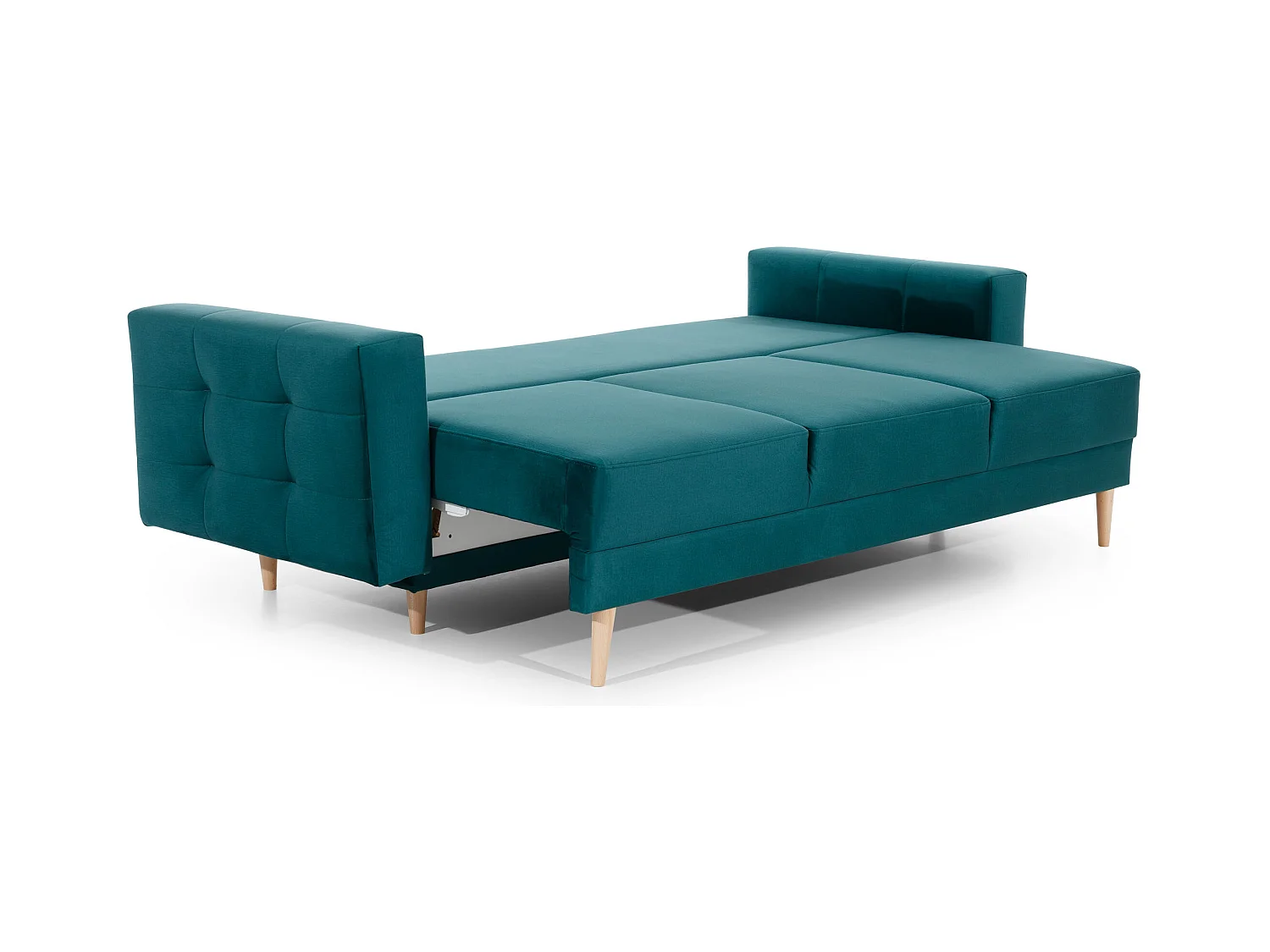 Canapé convertible velours ANSKA - Pieds bois naturel-Vert forêt