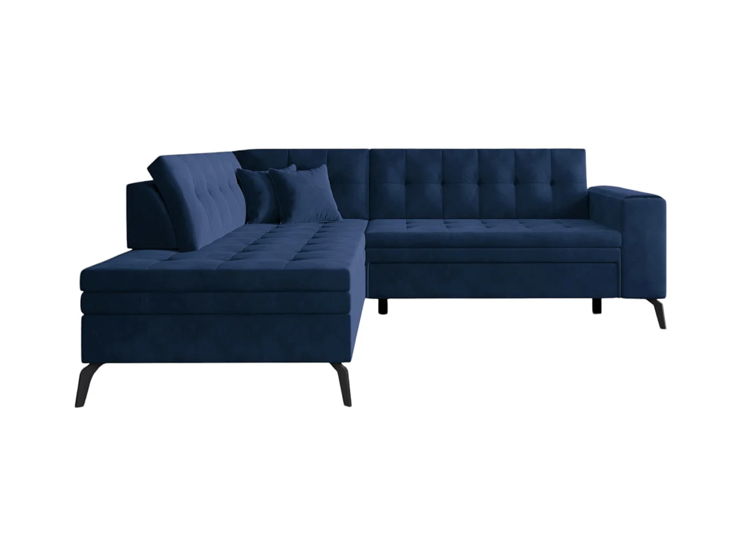 Canapé d'angle convertible tissu LARRY - Pieds acier noir-Gris foncé-angle gauche