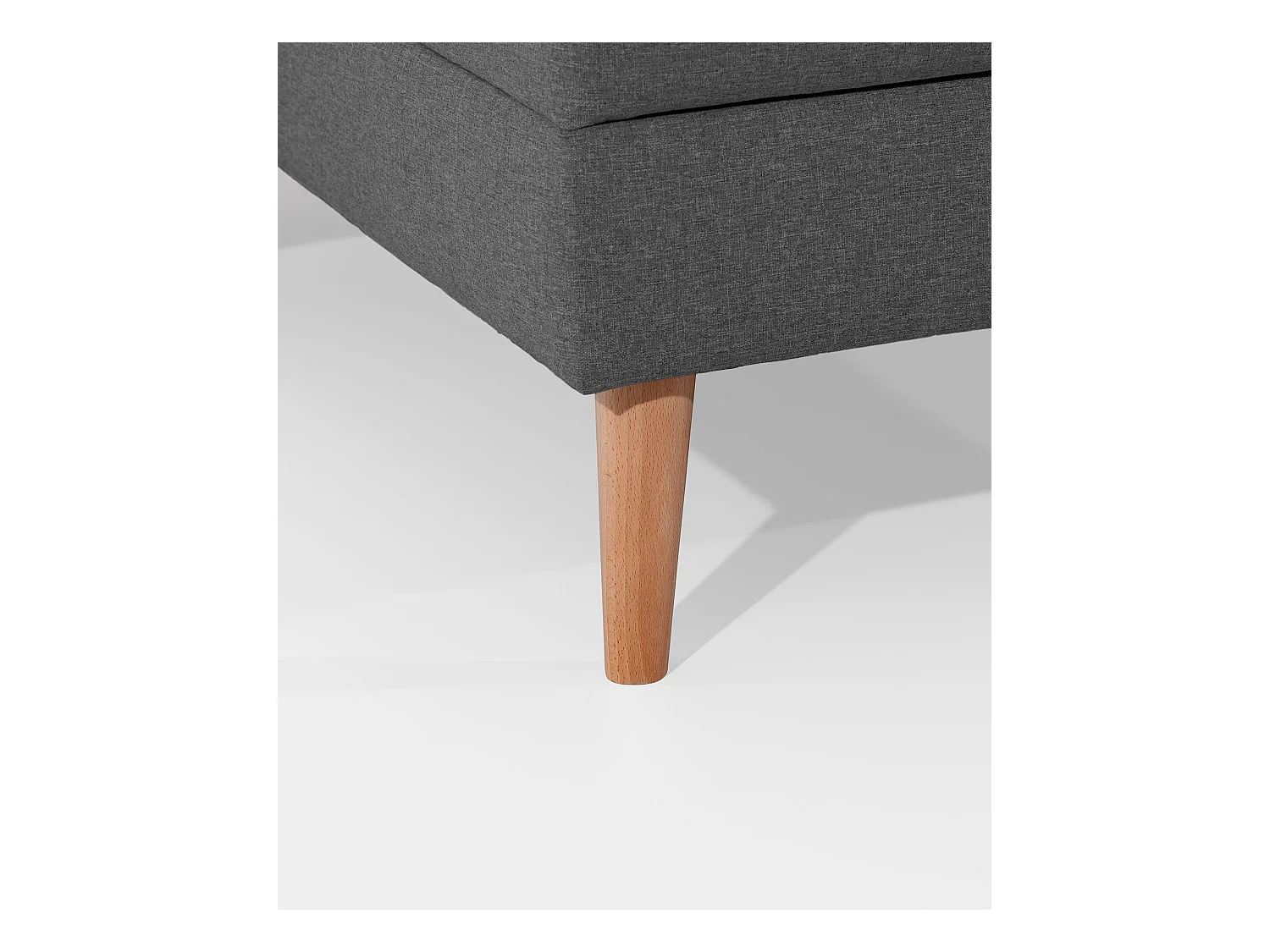 Canapé d'angle convertible et réversible tissu ANSKA - Pieds bois naturel-Gris foncé