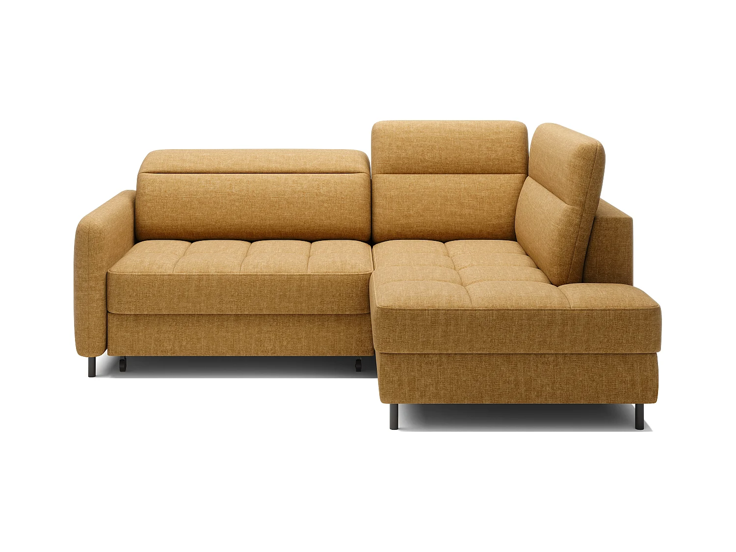 Kleine omvormbare stoffen hoekbank met opbergruimte BOREA 208 cm-Kleur kameel-juiste hoek