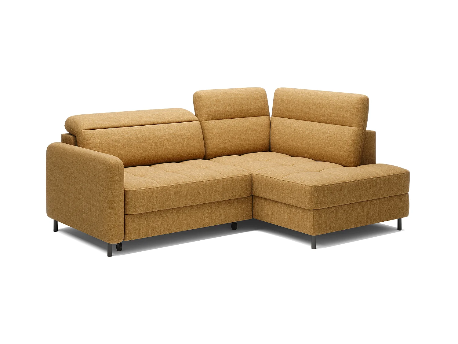 Kleine omvormbare stoffen hoekbank met opbergruimte BOREA 208 cm-Kleur kameel-juiste hoek