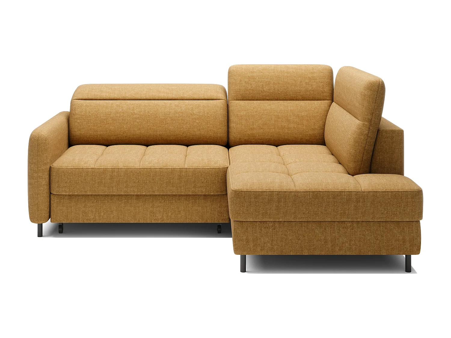 Petit canapé d'angle en tissu convertible avec coffre BOREA 208cm-Camel-angle droit