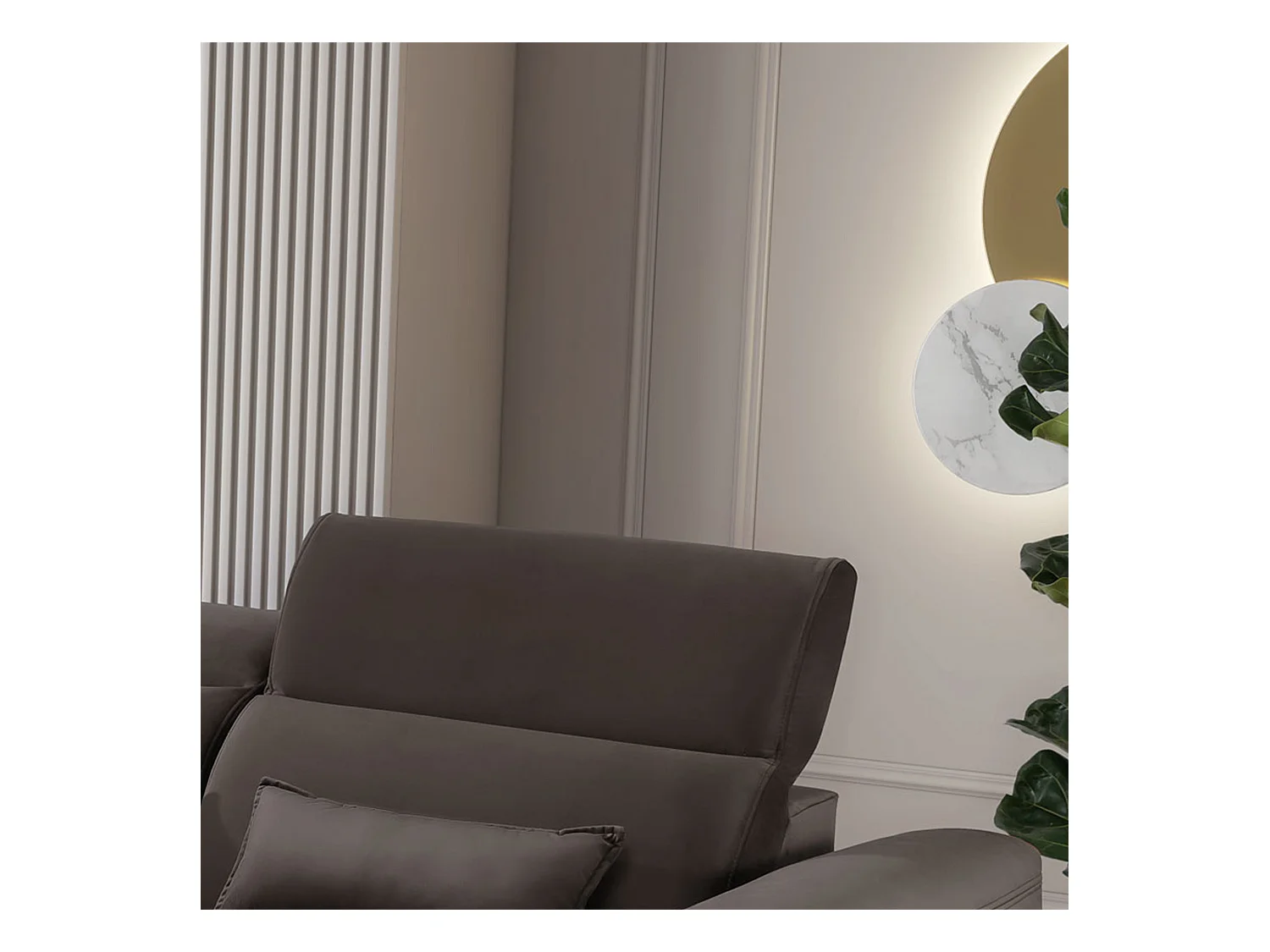 Canapé d'angle convertible velours appuis-tête réglables ASTORIA - Coffre et pieds bois noir-Marron-angle gauche