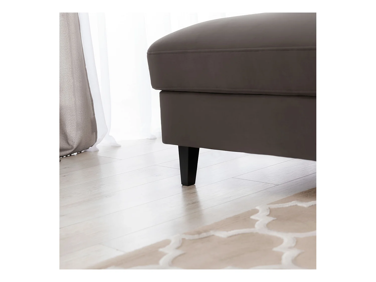 Canapé d'angle convertible velours appuis-tête réglables ASTORIA - Coffre et pieds bois noir-Marron-angle gauche