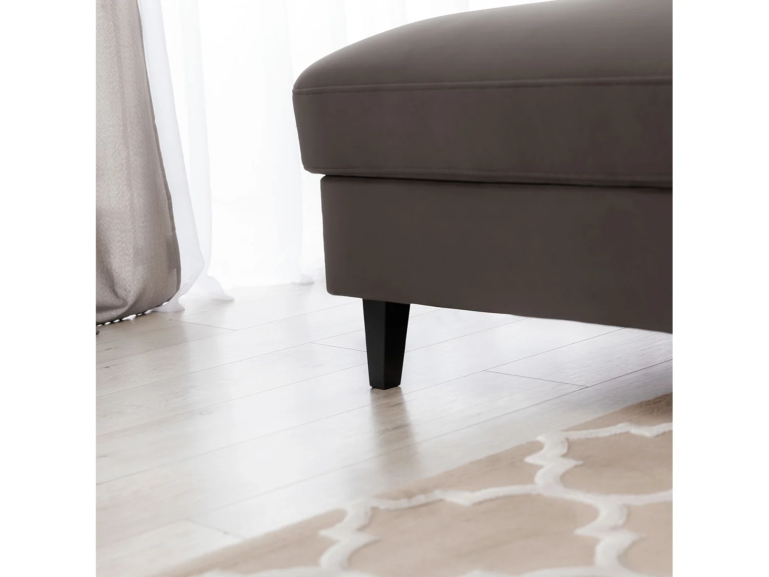 Canapé d'angle convertible velours appuis-tête réglables ASTORIA - Coffre et pieds bois noir-Marron-angle gauche