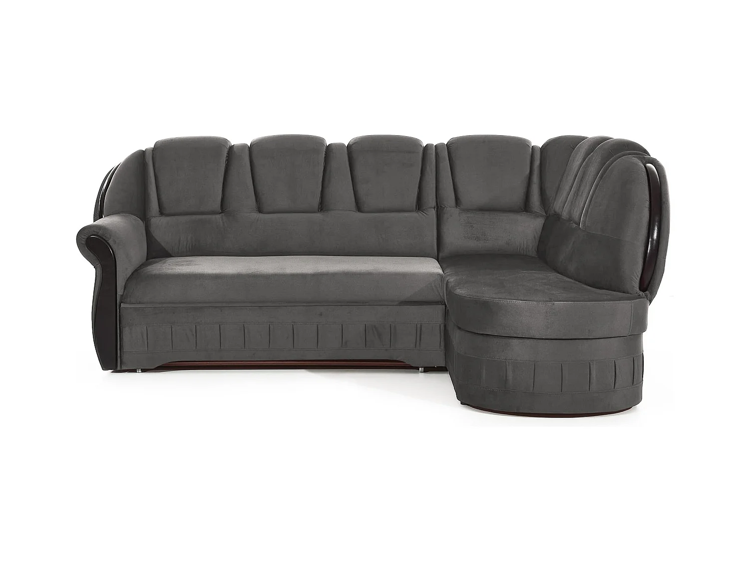 Majesté omvormbare hoekbank met opbergruimte in fluweel-Kleur Donkergrijs-juiste hoek