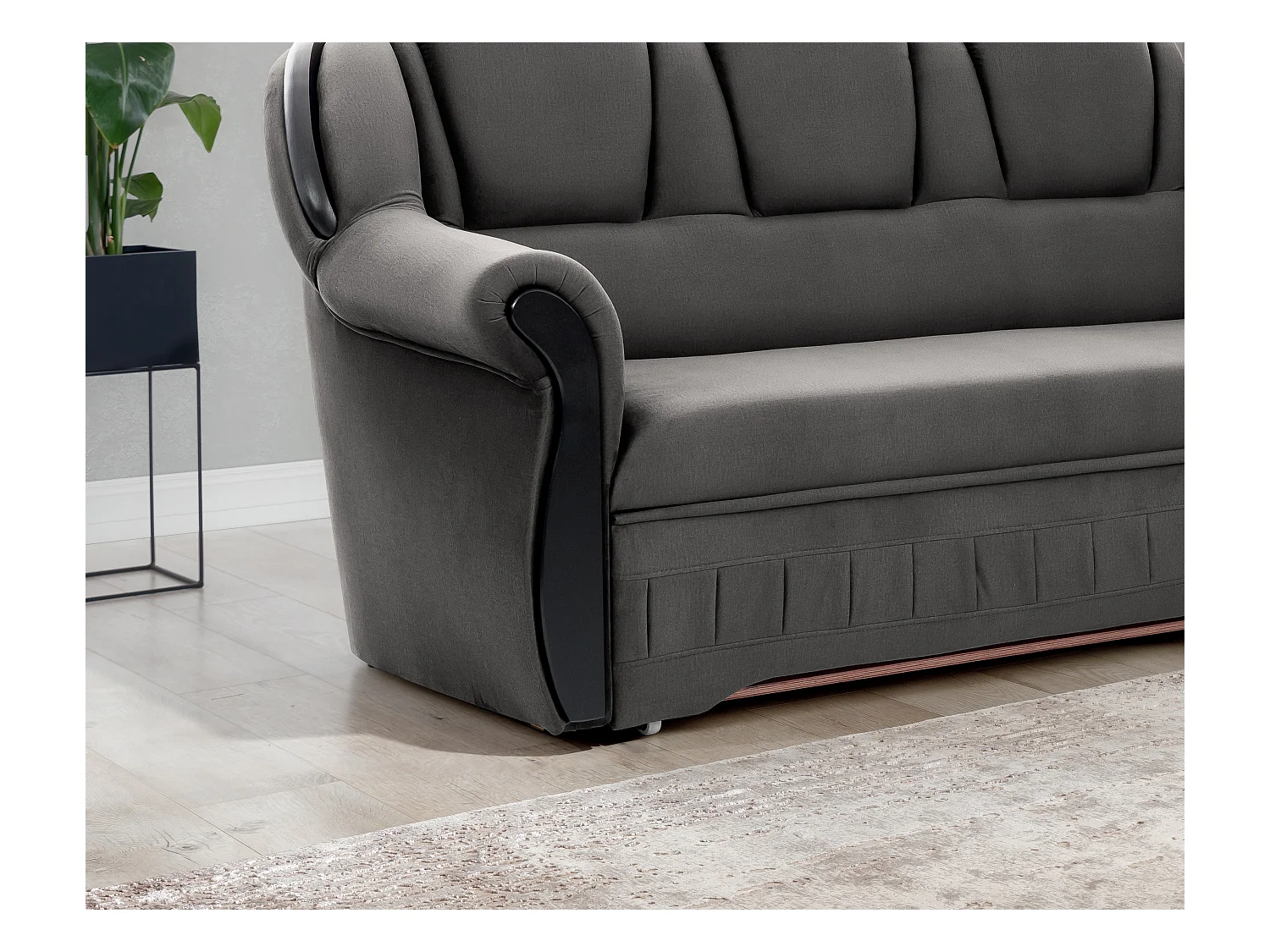 Majesté omvormbare hoekbank met opbergruimte in fluweel-Kleur Donkergrijs-juiste hoek