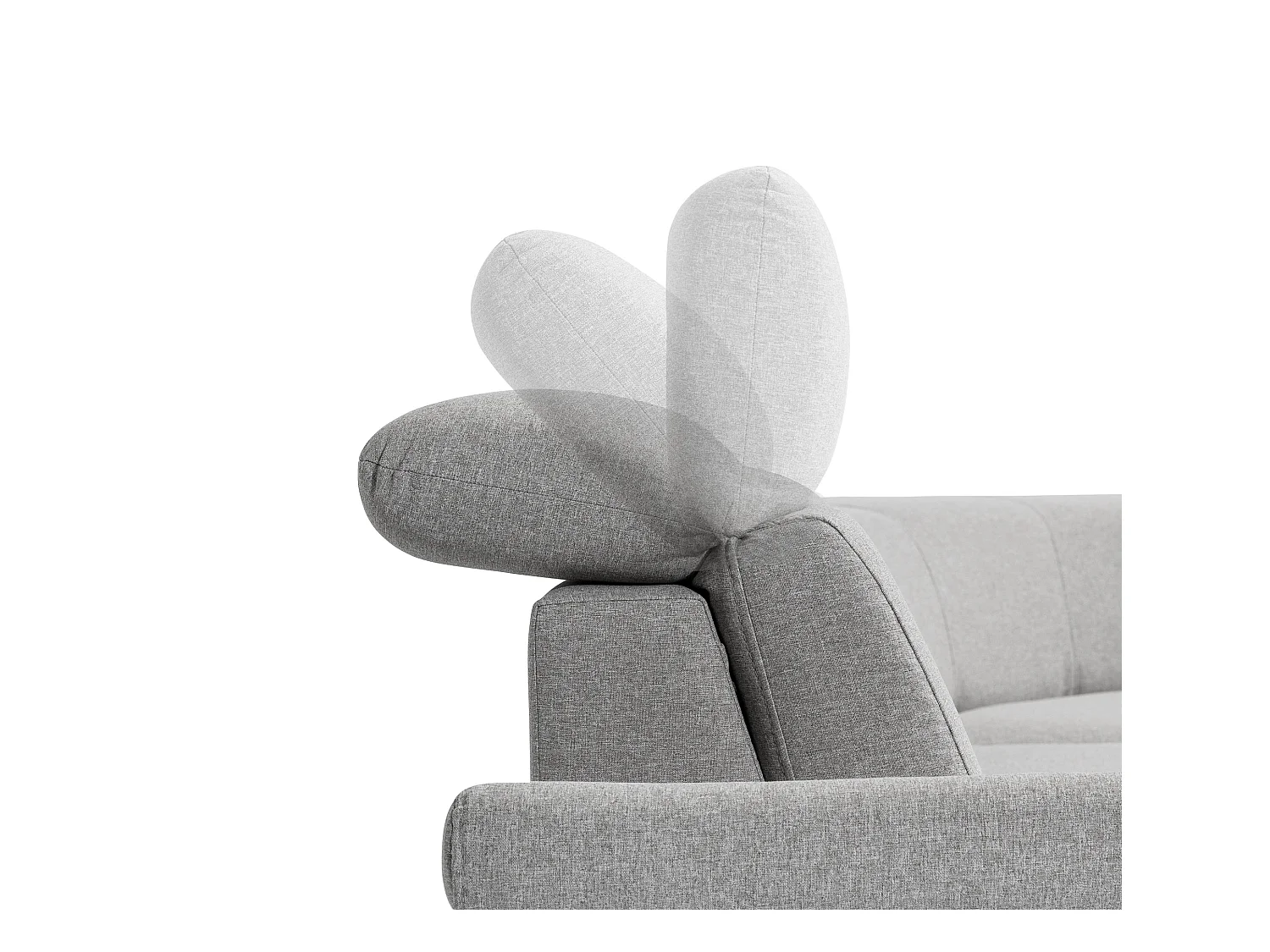 Canapé d'angle réversible et convertible bi-matières Neo - Pieds acier chromé-Blanc/Gris chiné