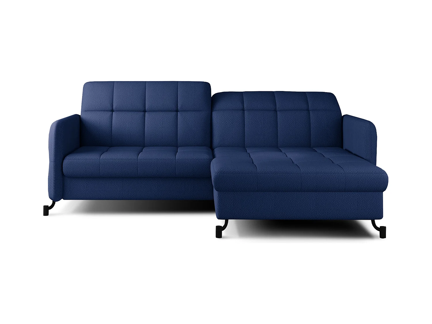 Canapé d'angle convertible velours avec coffre de rangement LORI-Bleu marine-angle droit