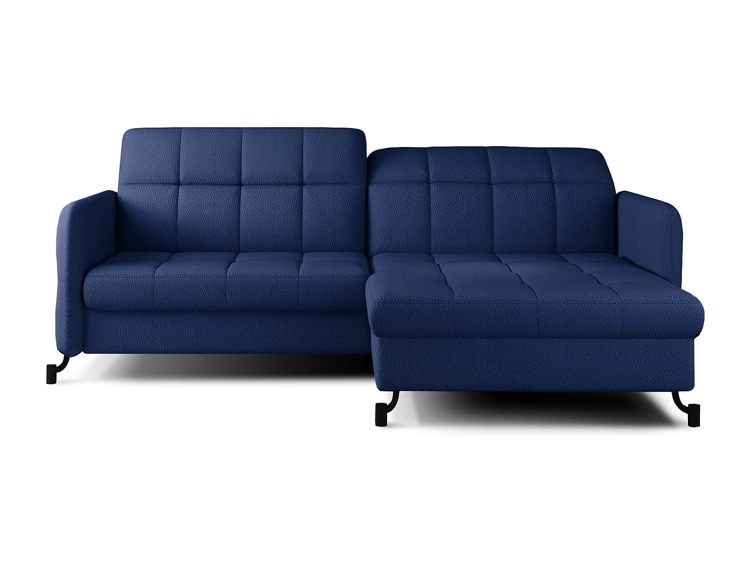 Canapé d'angle convertible velours avec coffre de rangement LORI-Bleu marine-angle droit