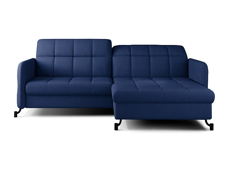 Canapé d'angle convertible velours avec coffre de rangement LORI-Bleu marine-angle droit