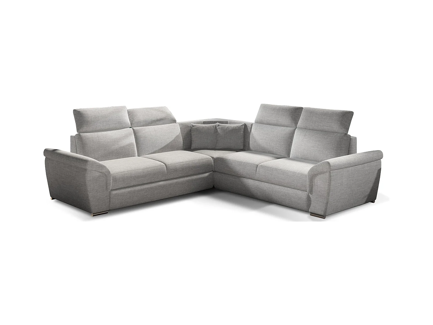 Canapé d'angle réversible et convertible velours Neo - Pieds acier chromé-Bleu/Gris clair