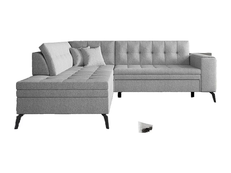 Canapé d'angle convertible tissu LARRY - Pieds acier noir-Gris clair-angle gauche