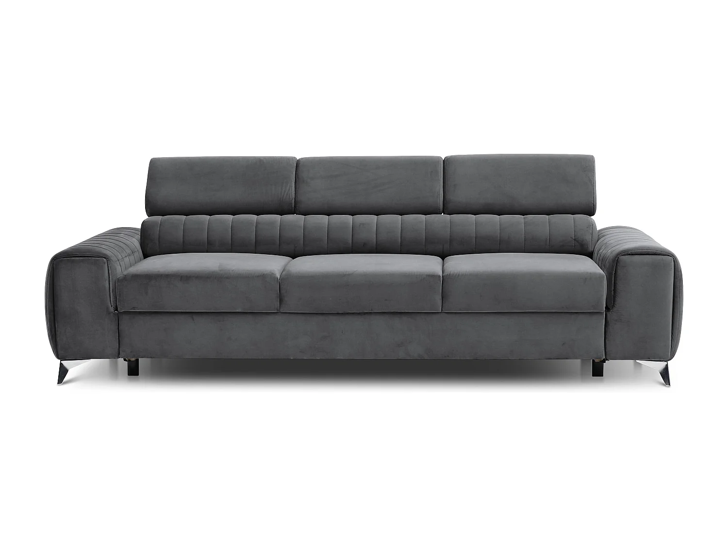 LOZA fluwelen slaapbank - Verstelbare hoofdsteunen en verchroomde stalen poten-Kleur Houtskool grijs