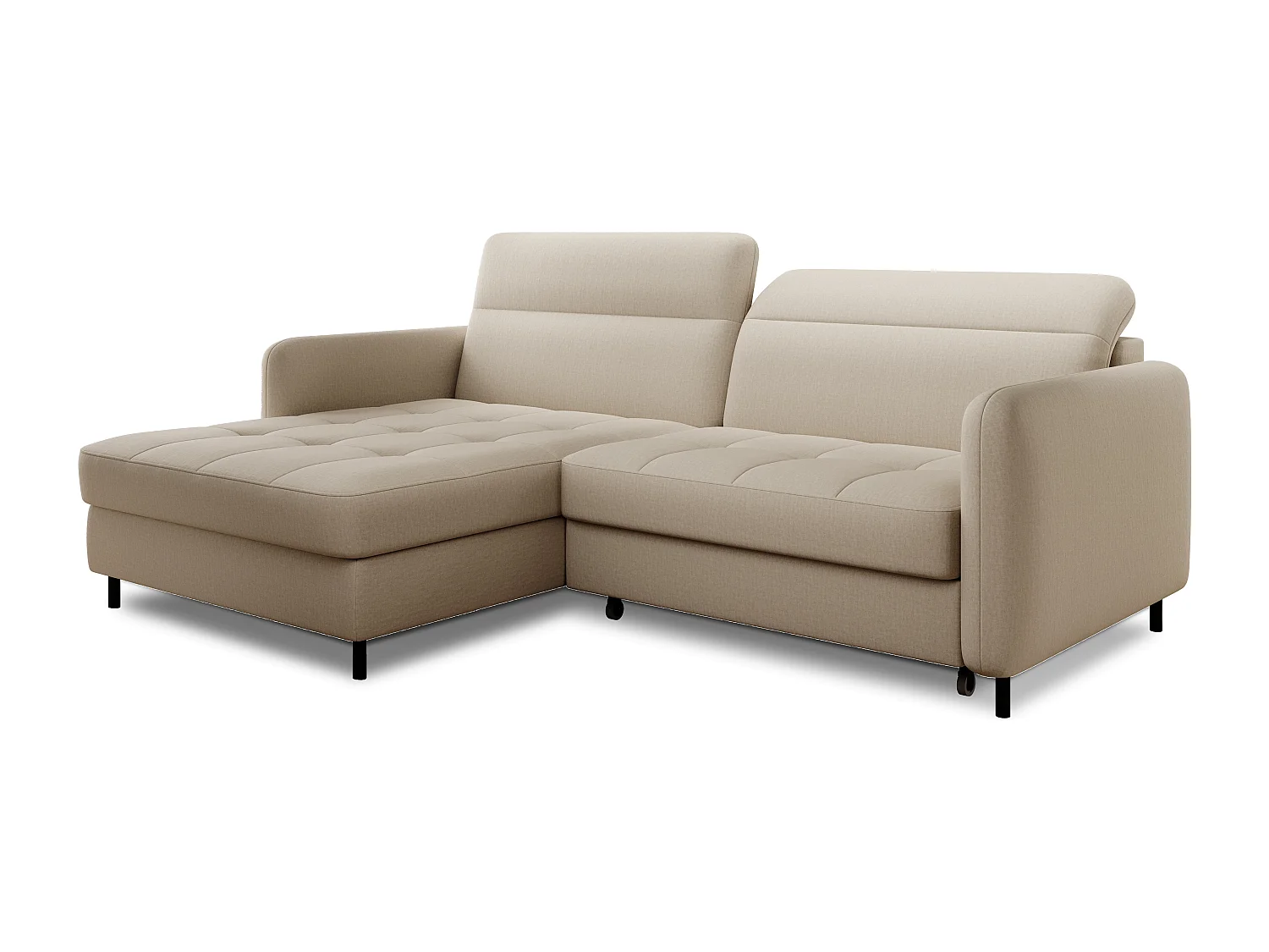 Petit canapé d’angle convertible tissu Kunder-Beige-angle droit