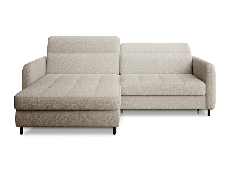 Petit canapé d’angle convertible tissu Kunder-Beige clair-angle gauche