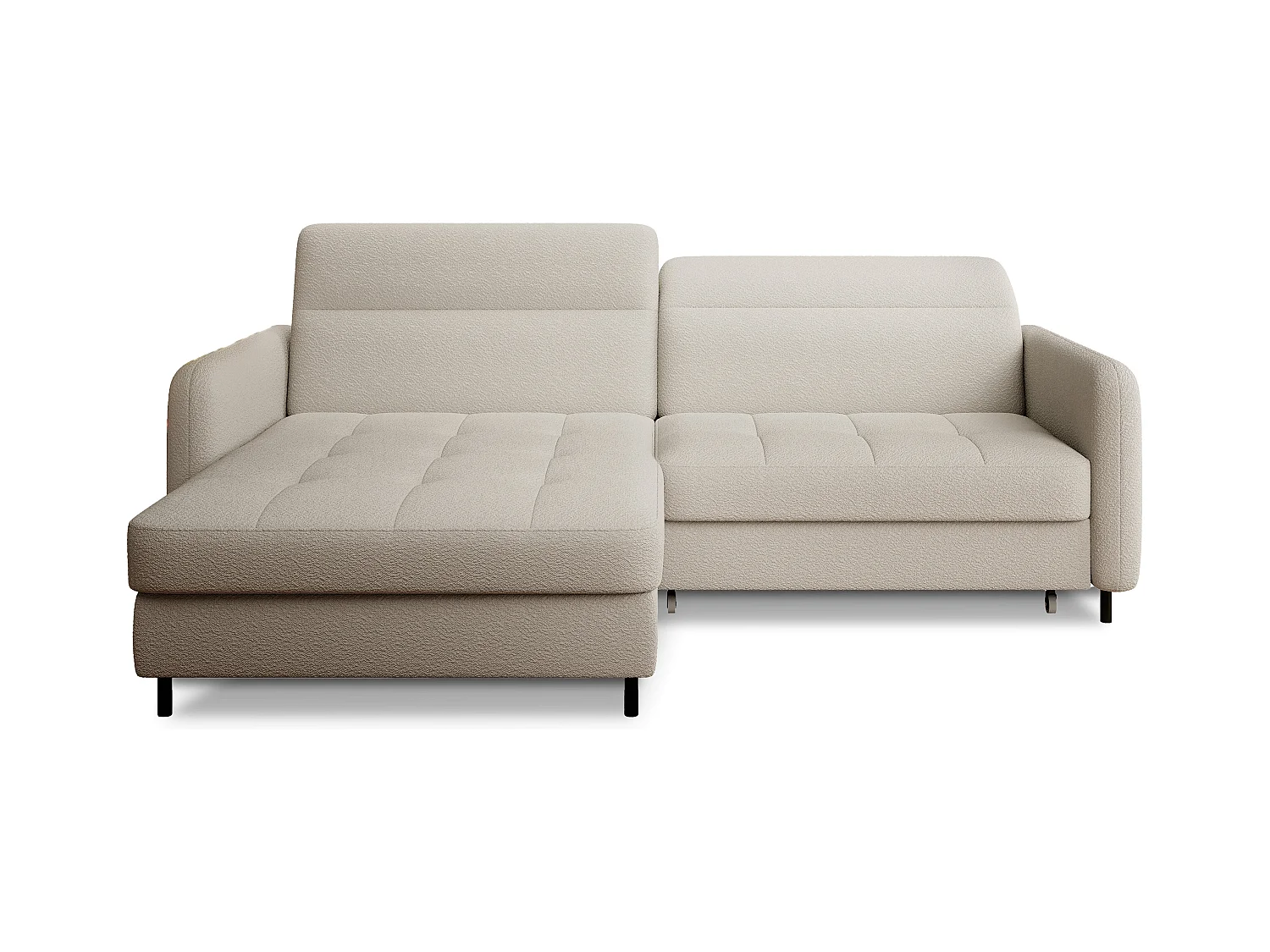 Petit canapé d’angle convertible tissu Kunder-Beige clair-angle gauche