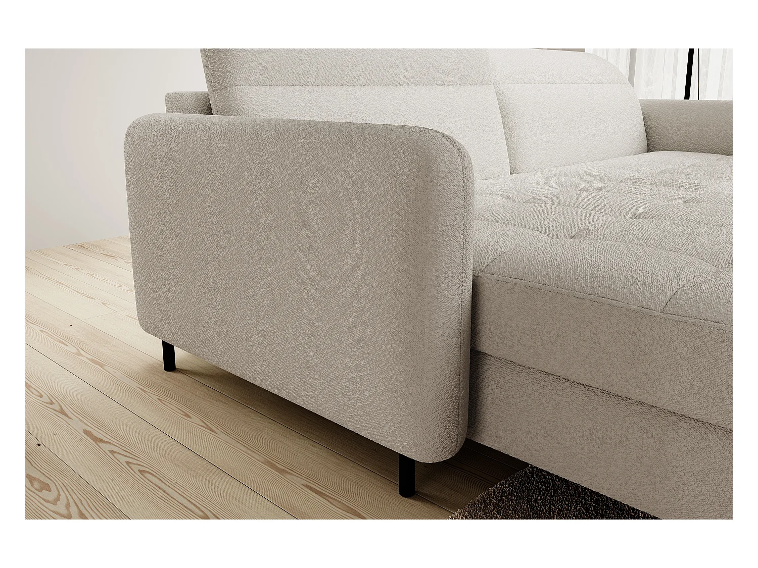 Petit canapé d’angle convertible tissu Kunder-Beige clair-angle gauche