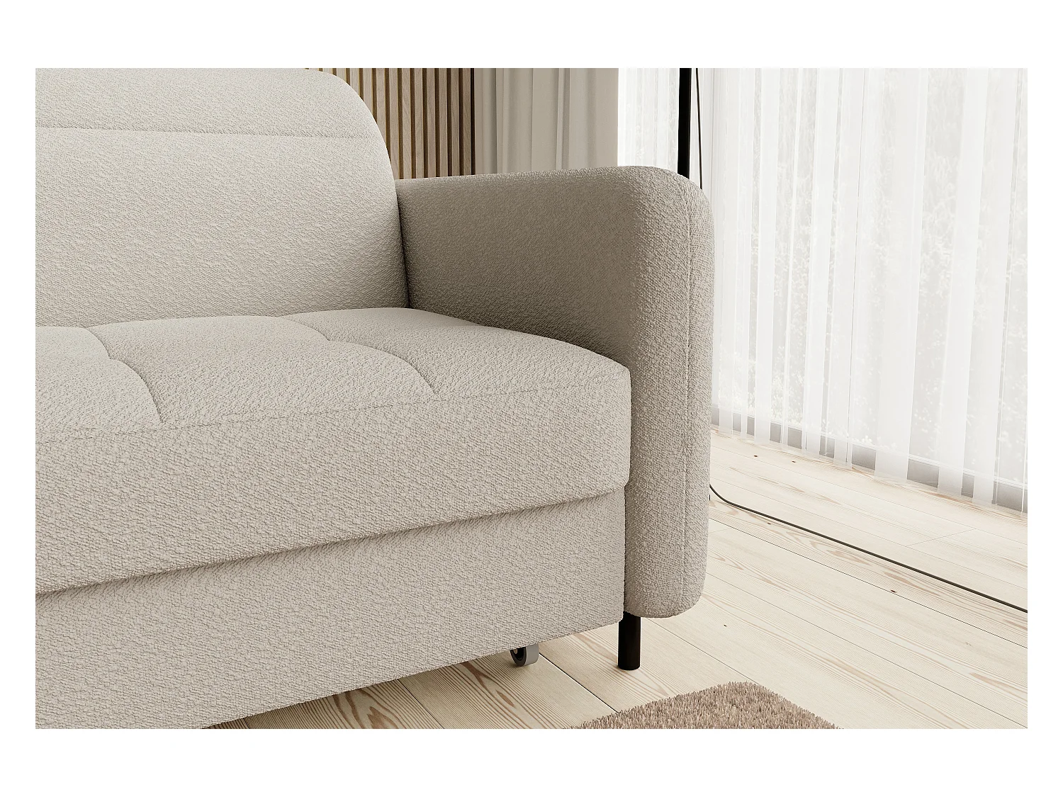 Petit canapé d’angle convertible tissu Kunder-Beige clair-angle gauche