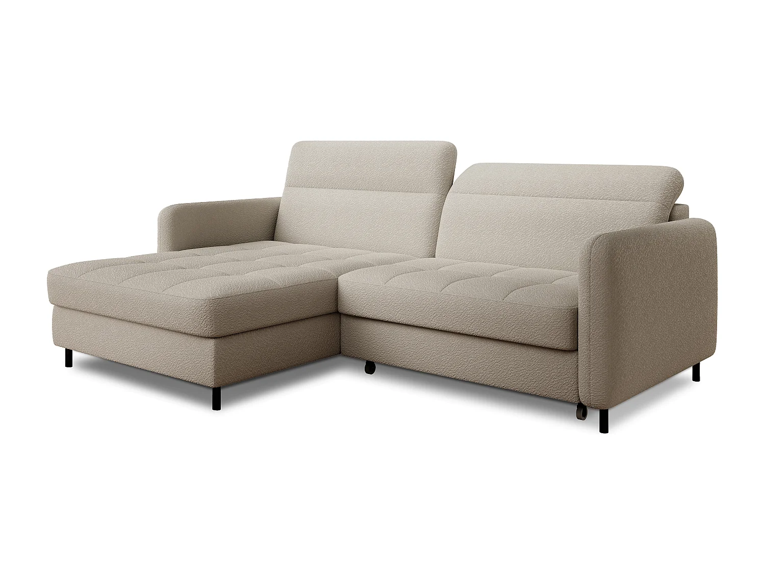 Petit canapé d’angle convertible tissu Kunder-Beige clair-angle gauche