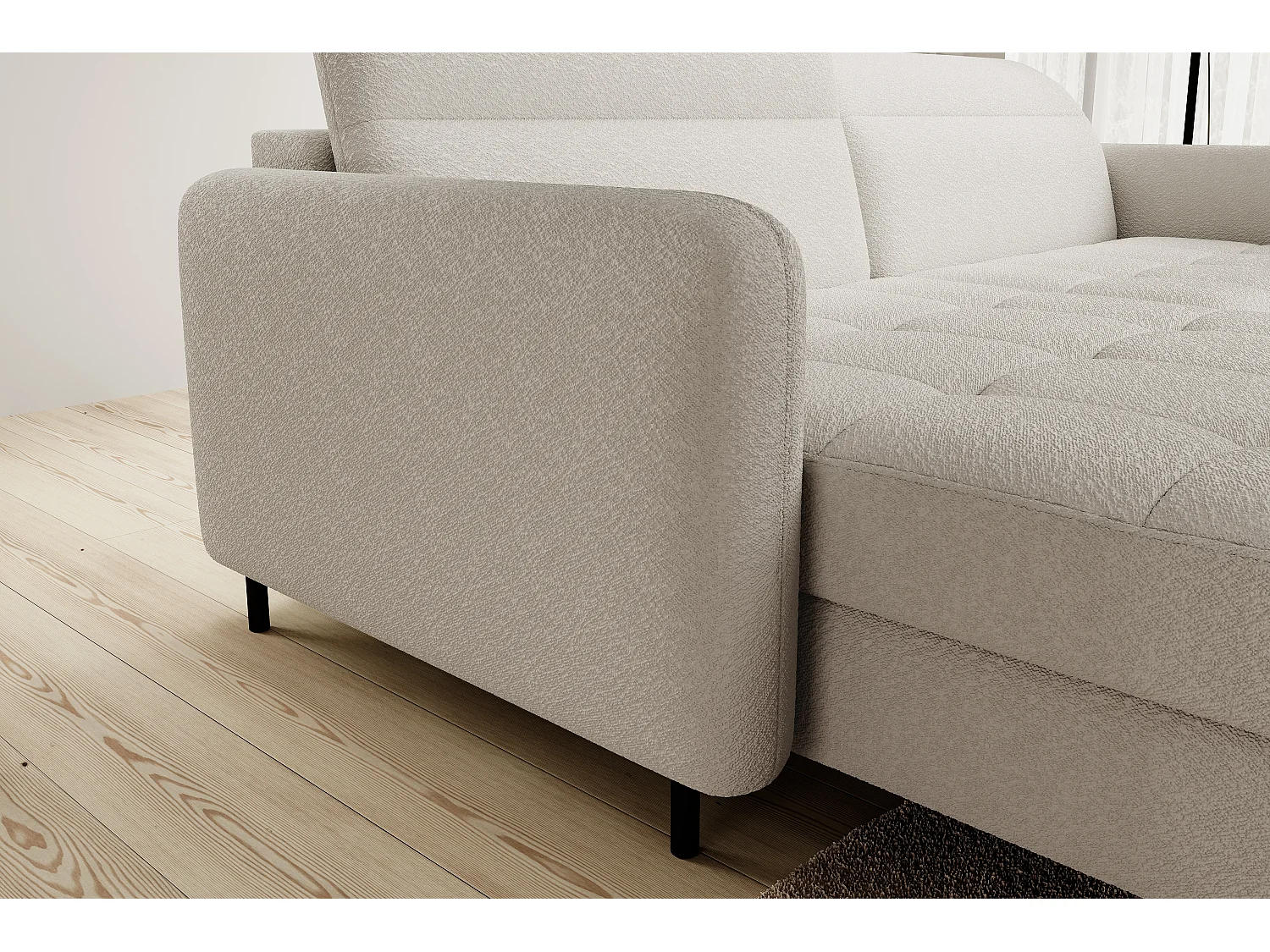 Petit canapé d’angle convertible tissu Kunder-Beige clair-angle gauche