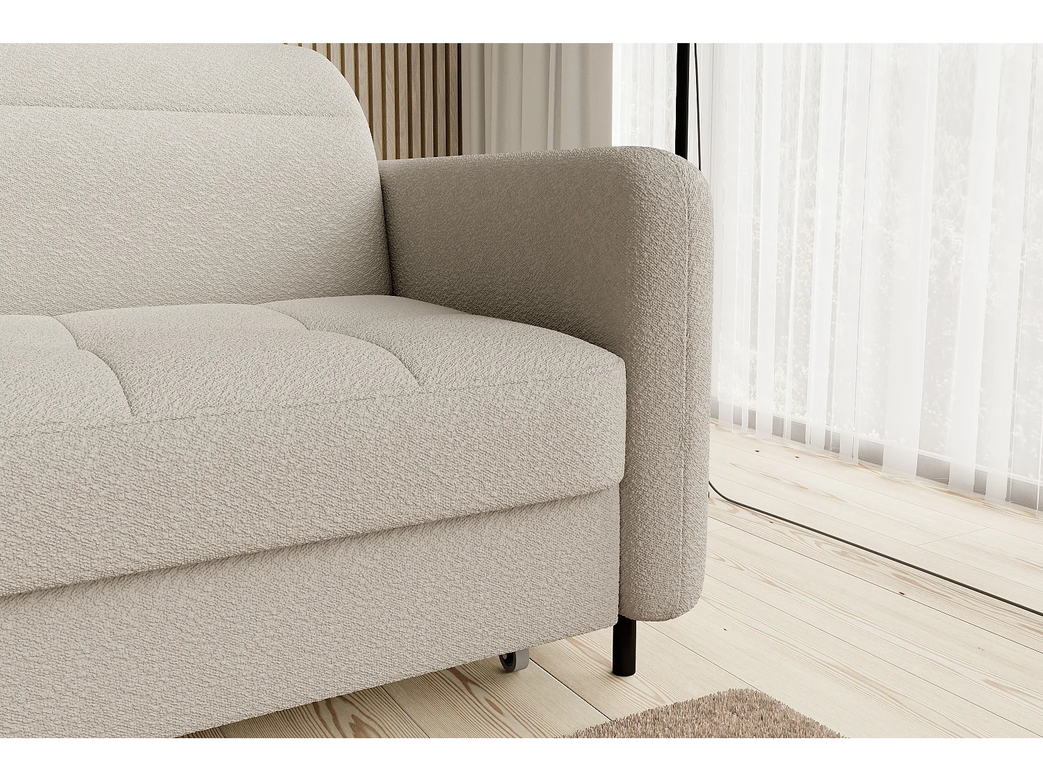 Petit canapé d’angle convertible tissu Kunder-Beige clair-angle gauche