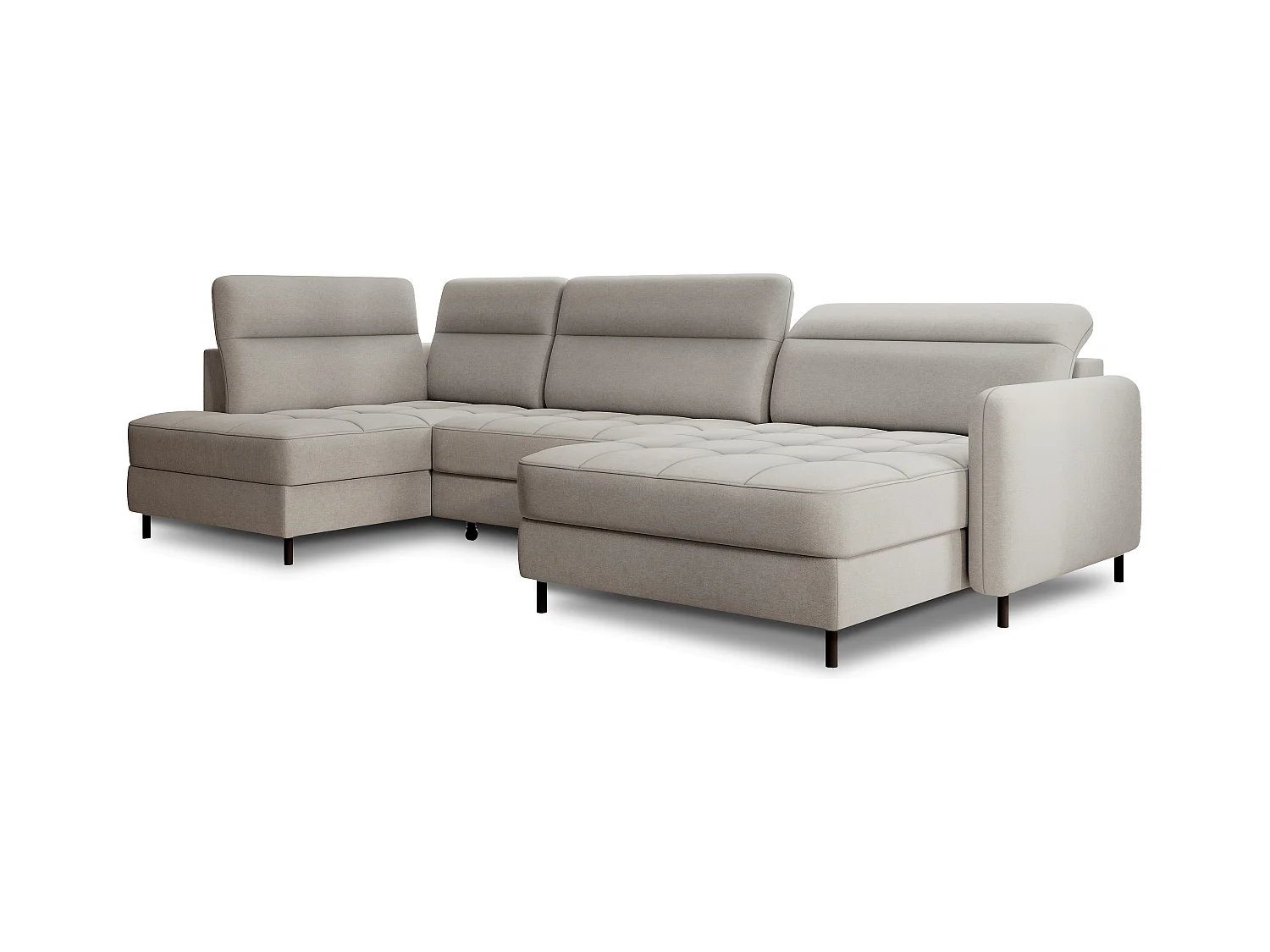 Canapé panoramique convertible BENTO en tissu avec coffre de rangement-Gris taupe-angle droit