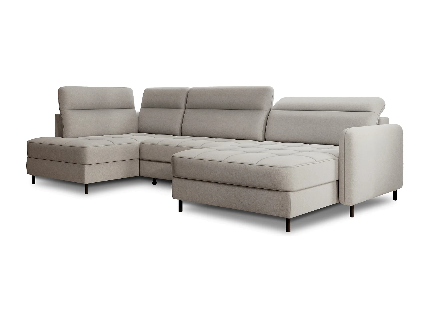 Canapé panoramique convertible BENTO en tissu avec coffre de rangement-Gris taupe-angle droit