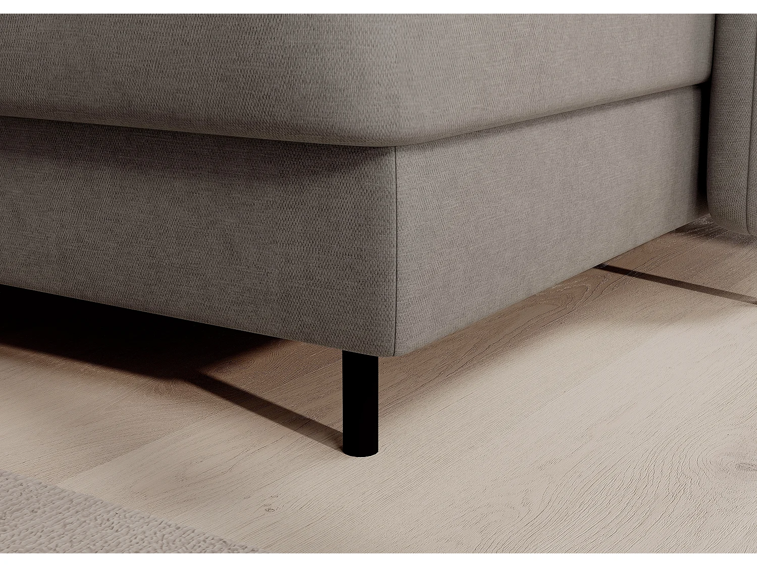 Canapé panoramique convertible BENTO en tissu avec coffre de rangement-Gris taupe-angle droit