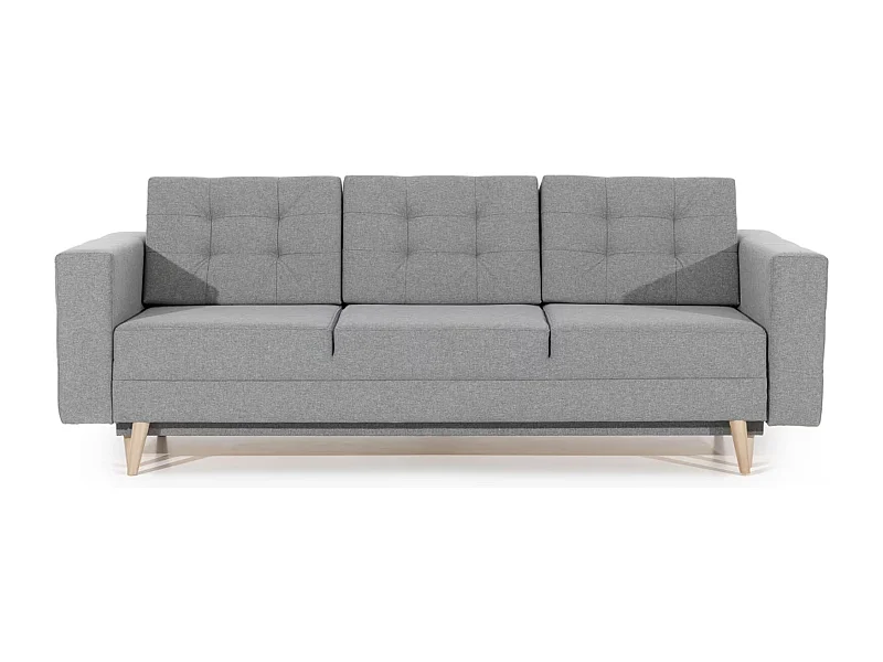 Canapé convertible tissu ANSKA - Pieds bois naturel-Gris