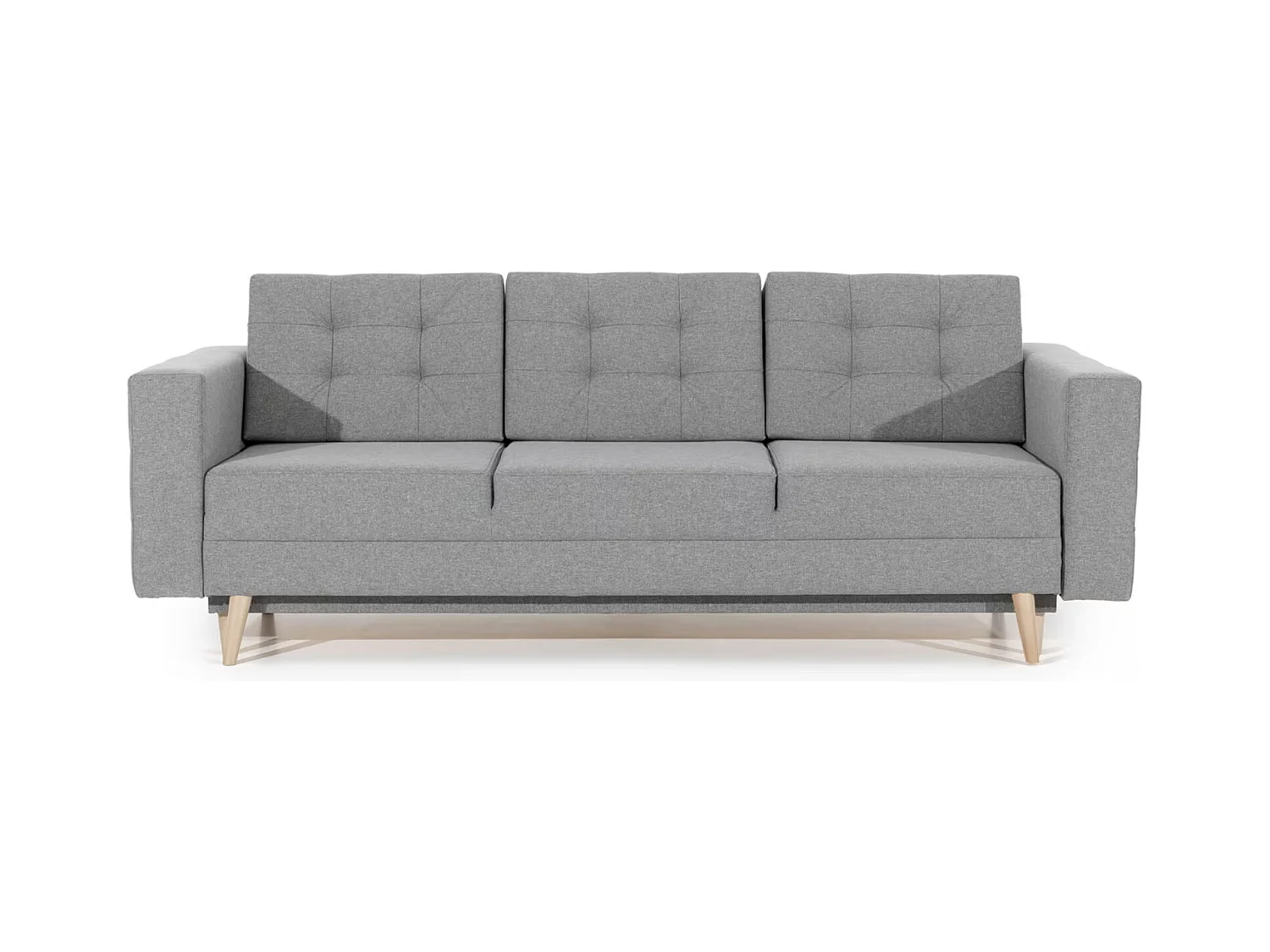 Canapé convertible tissu ANSKA - Pieds bois naturel-Gris