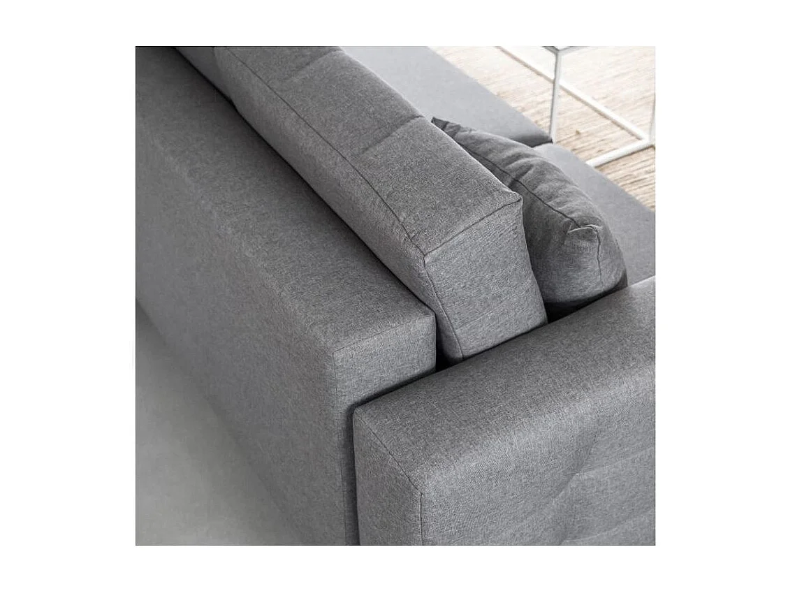 Canapé convertible tissu ANSKA - Pieds bois naturel-Gris