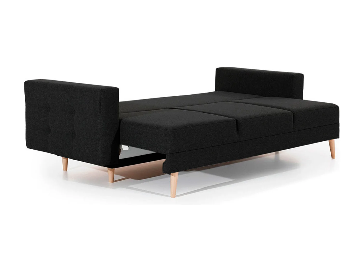 Canapé convertible tissu ANSKA - Pieds bois naturel-Gris