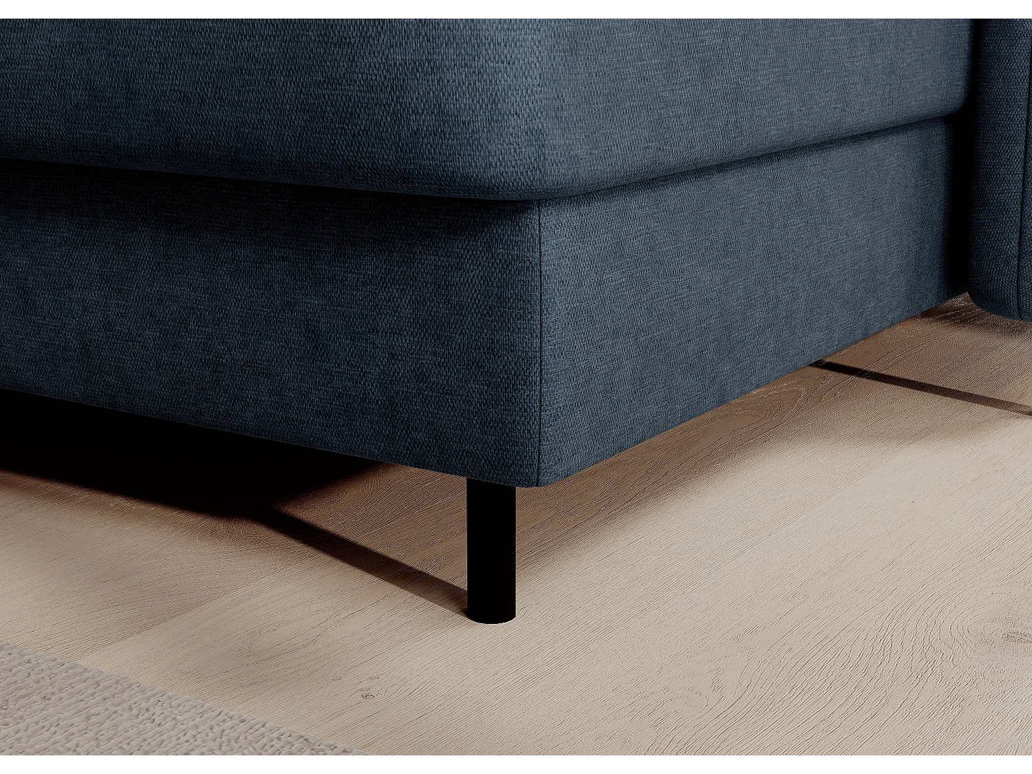 Canapé panoramique convertible BENTO en tissu avec coffre de rangement-Bleu-angle droit