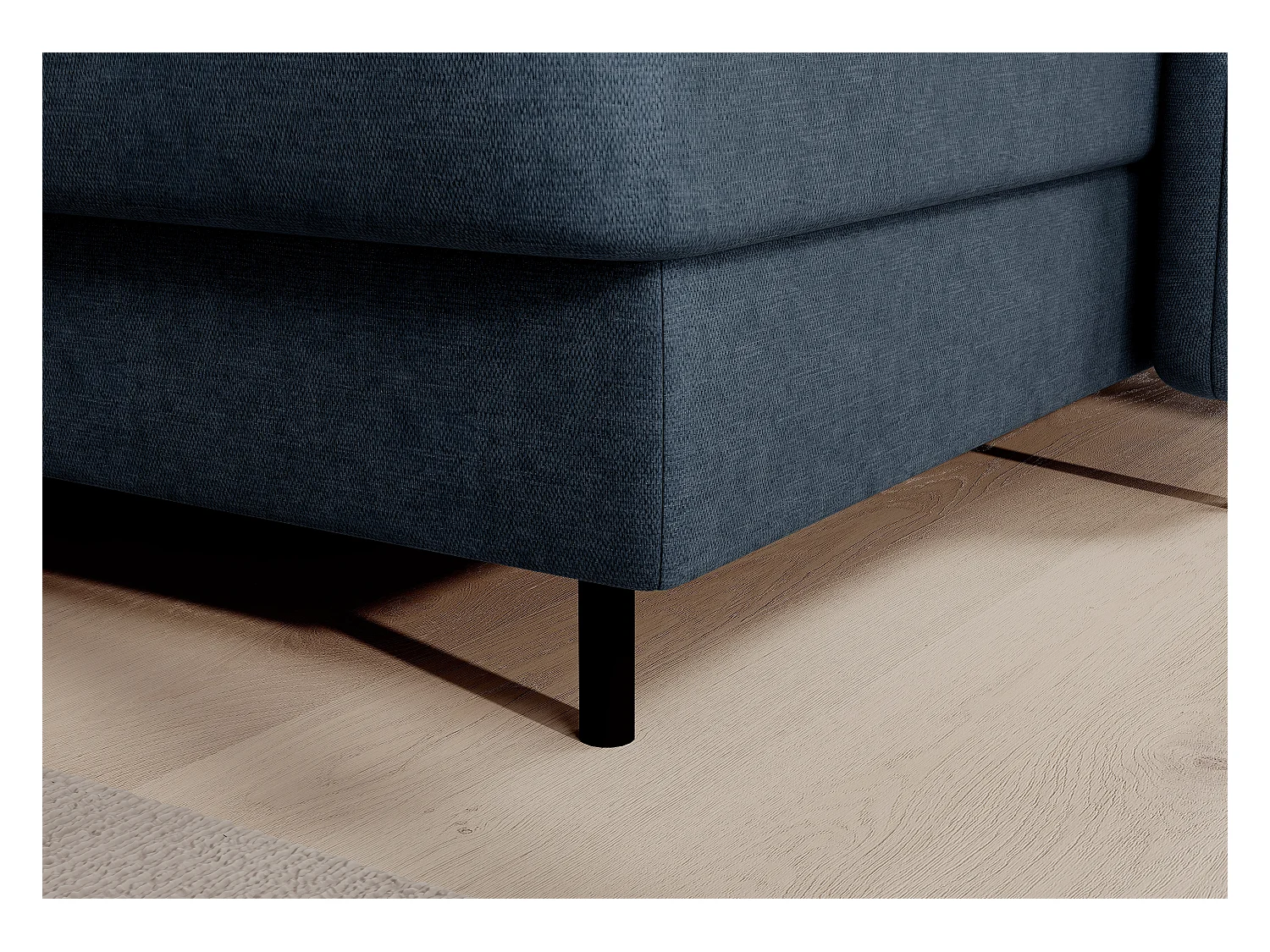 Canapé panoramique convertible BENTO en tissu avec coffre de rangement-Bleu-angle droit