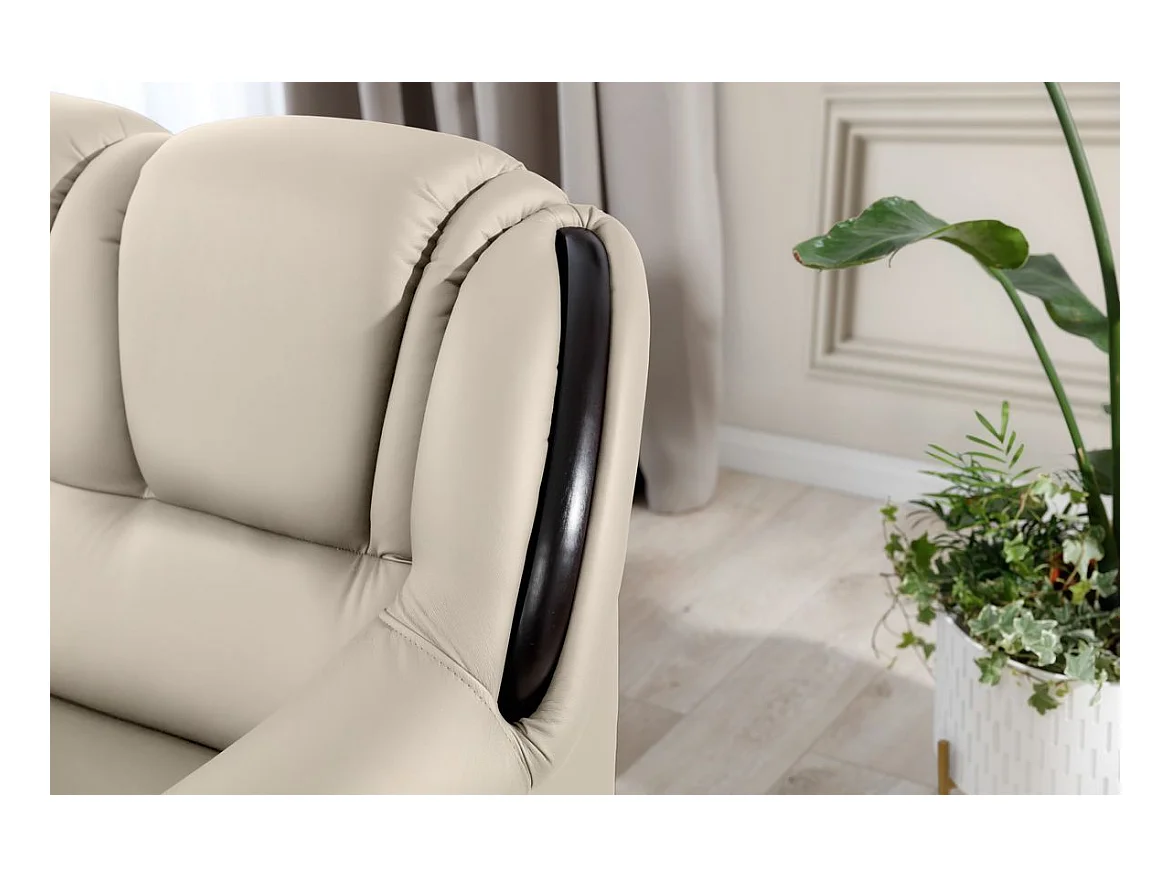 Canapé d'angle convertible avec rangement en simili cuir Majesté-Beige-angle droit