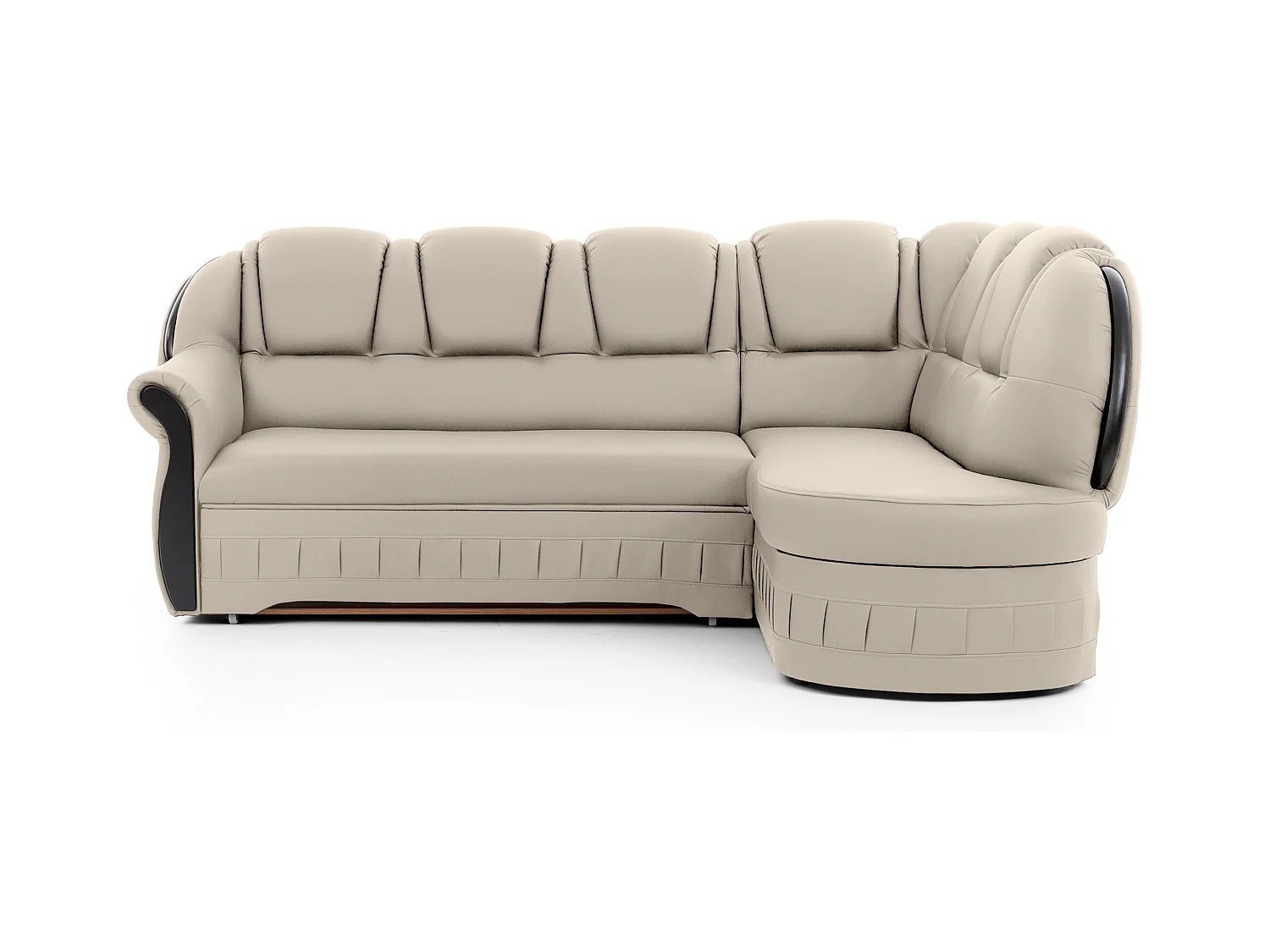 Canapé d'angle convertible avec rangement en simili cuir Majesté-Beige-angle droit