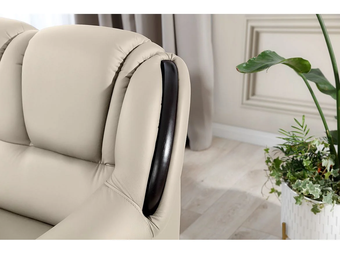 Canapé d'angle convertible avec rangement en simili cuir Majesté-Beige-angle droit