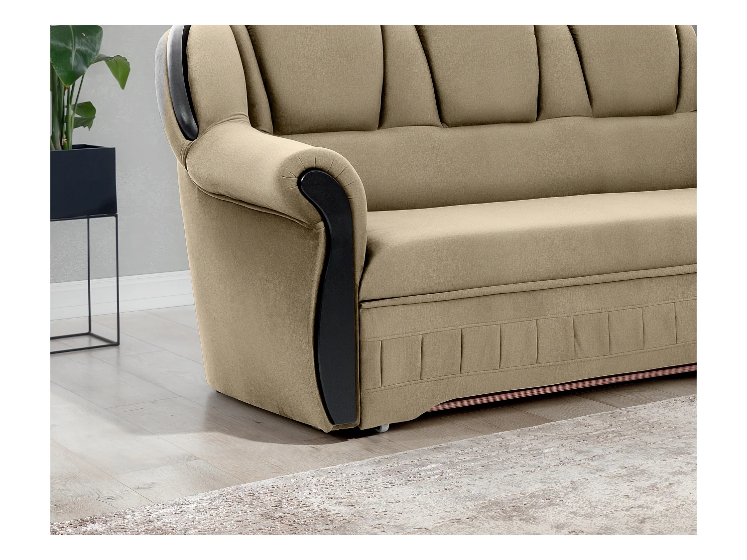 Canapé d'angle convertible avec rangement en velours Majesté-Marron clair-angle droit