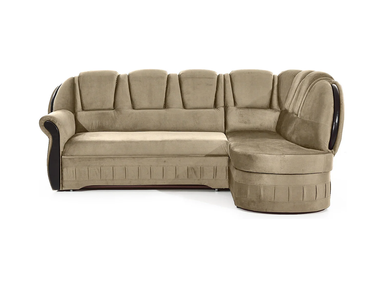 Canapé d'angle convertible avec rangement en velours Majesté-Marron clair-angle droit