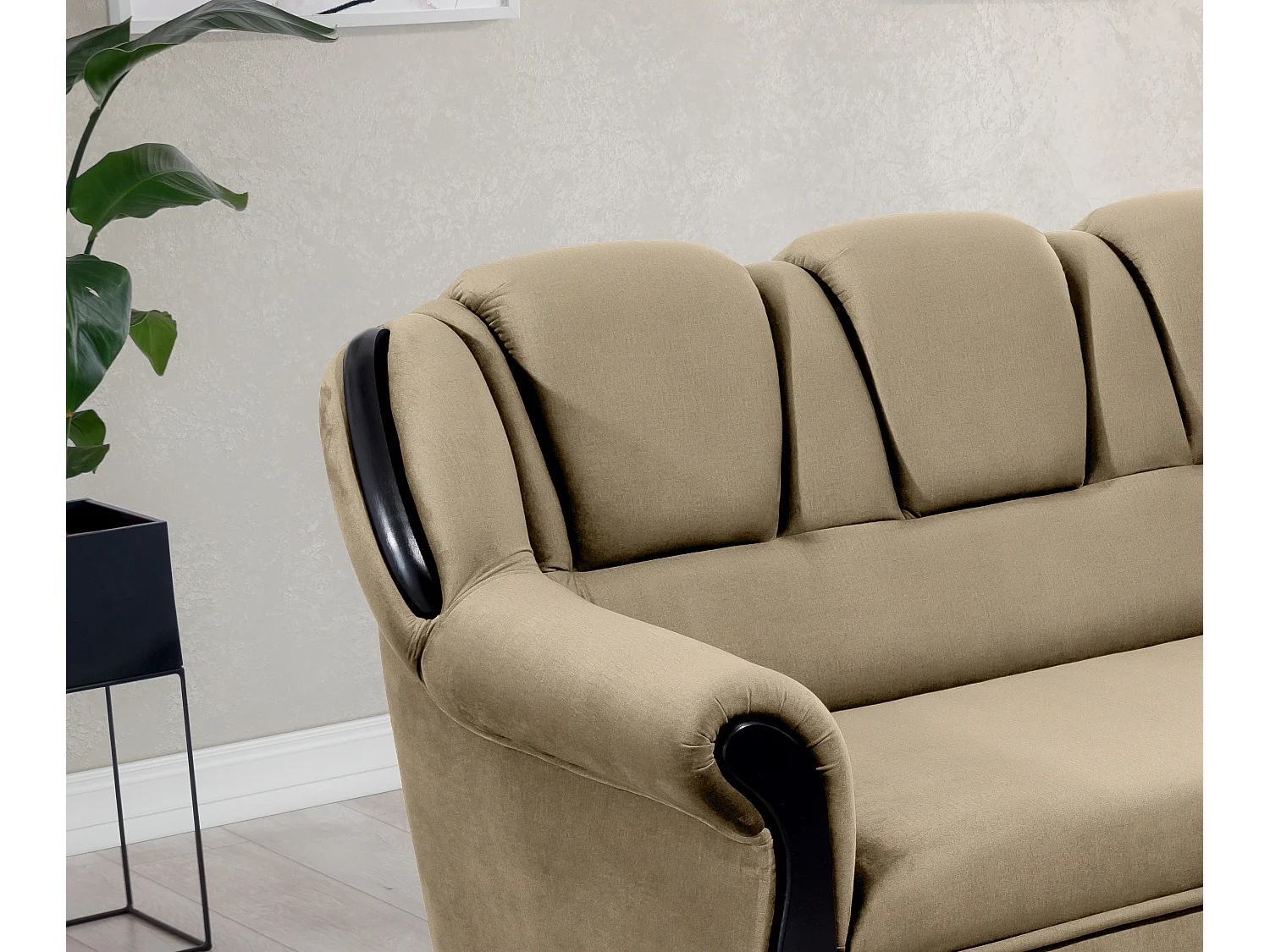 Canapé d'angle convertible avec rangement en velours Majesté-Marron clair-angle droit