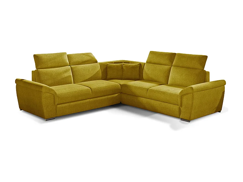 Canapé d'angle réversible et convertible tissu Neo - Pieds acier chromé-Moutarde