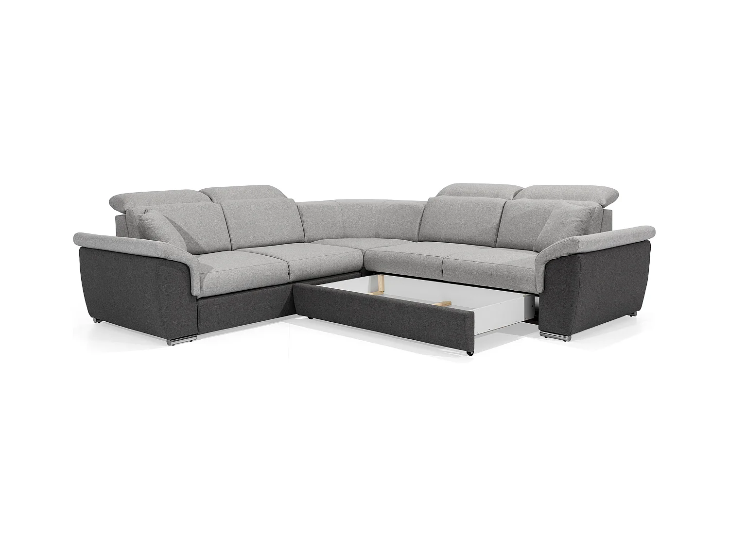 Canapé d'angle réversible et convertible tissu Neo - Pieds acier chromé-Moutarde