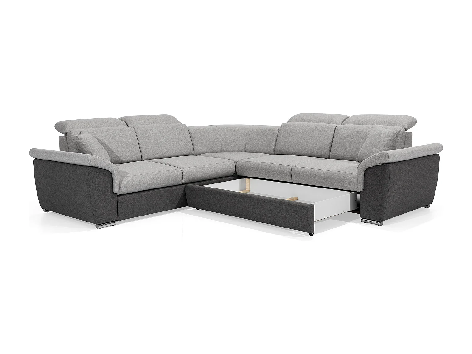 Canapé d'angle réversible et convertible tissu Neo - Pieds acier chromé-Moutarde